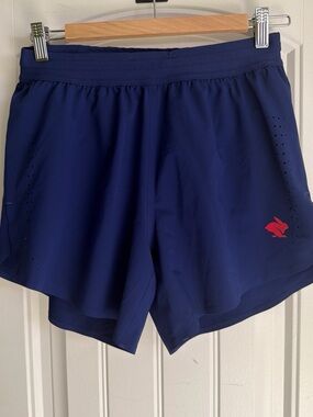 Navy Athletic 5” Shorts with Red Rabbit Logo